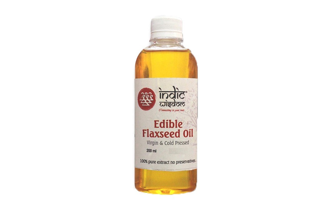Indic Wisdom Edible Flaxseed Oil Virgin & Cold Pressed   Plastic Bottle  200 millilitre